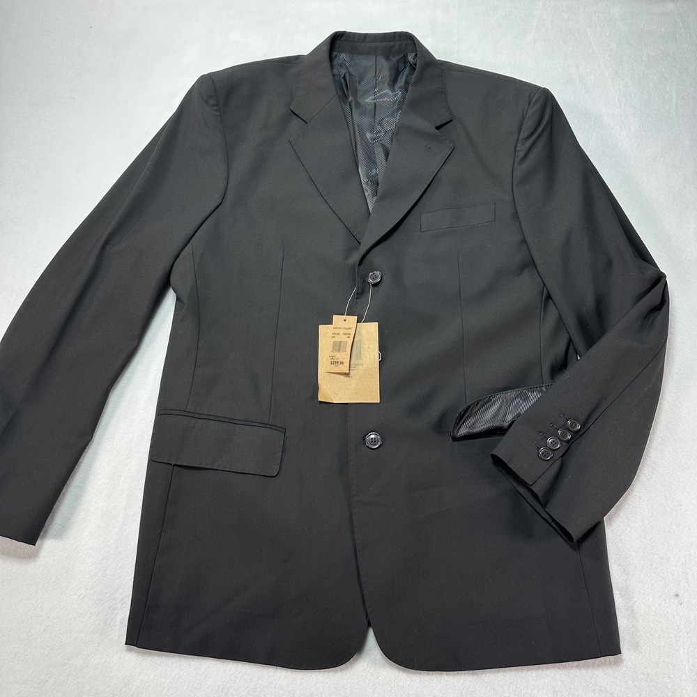 Gianni Collani Blazer‎ Men's 42L Black Wool Blend Suit Jacket Sport Coat Classic